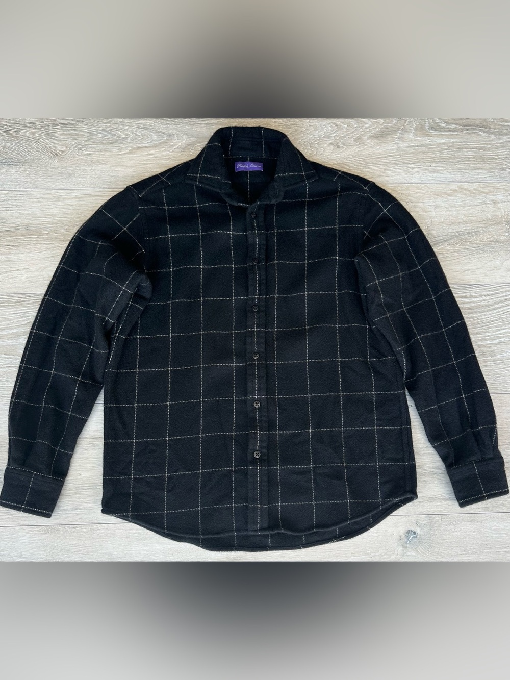Ralph Lauren Purple Label Cashmere Shirt Jacket Black Windowpane Italy Medium
